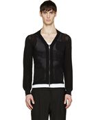 Alexander McQueen Black Knit V_Neck Zip Cardigan - Lyst