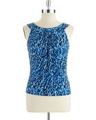 Calvin Klein Petite Pintuck Patterned Shell - Lyst