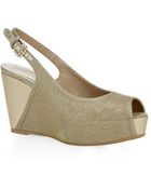 Stuart Weitzman Topper Metallic Wedge - Lyst