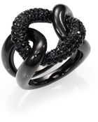 Michael Kors Pave Blackened Curb Link Ring - Lyst