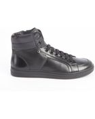 Prada Sport Black Leather High Top Sneakers - Lyst