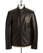 Andrew Marc Leather Zip Up Jacket - Lyst