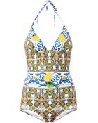 Dolce & Gabbana Maiolicaprint Swimsuit - Lyst