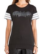 Zoe Karssen Bat Striped Sleeve Tee - Lyst