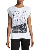 Helmut Lang Printed-Front Crewneck Blouse - Lyst