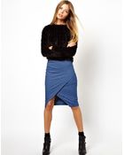 Asos Pencil Skirt In Sweat With Wrap Detail - Lyst