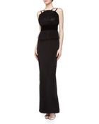 Notte By Marchesa Crepe Tulle Peplum Column Gown - Lyst