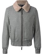 Ami Alexandre Mattiussi Houndstooth Check Bomber Jacket - Lyst