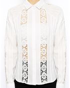 Asos Long Sleeve Lace Insert Blouse - Lyst