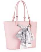 DKNY Saffiano Leather Scarf Shopper - Lyst