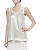 Brunello Cucinelli Lam? Tank With Net Overlay - Lyst