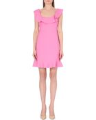 Valentino Frilled-neckline Wool and Silk-blend Dress - Lyst