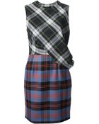McQ by Alexander McQueen Draped Checked Dress - Lyst