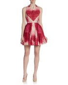 Halston Heritage Sleeveless Printed Fit Flare Dress - Lyst