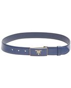 Prada Bluette Saffiano Leather Logo Plaque Belt - Lyst