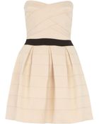River Island Cream Bandage Bandeau Prom Dress - Lyst