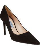 Prada Suede Point-Toe Pumps - Lyst