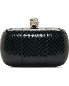 Alexander McQueen Green Snakeskin Skull Box Clutch - Lyst