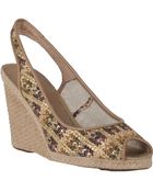 Andre Assous Payton Wedge Espadrille Mustard Multi Fabric - Lyst