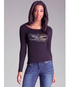 Bebe Mask Slash Back Top - Lyst