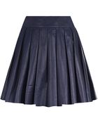 Alice + Olivia Box Pleat Leather Skirt - Lyst