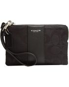 Coach Box Legacy Signature Small Wristlet - Lyst