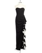Badgley Mischka Evening Gown With Ruffled Cascade - Lyst