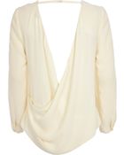 River Island Cream Lace Insert Open Back Top - Lyst