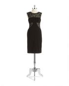 Vera Wang Illusion Neck Shift Dress - Lyst