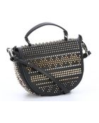 Christian Louboutin Black Leather 'Panettone' Studded Shoulder Bag - Lyst