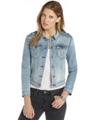 Burberry Brit Vintage Blue Stretch Denim Patch Pocket Long Sleeve Jacket - Lyst