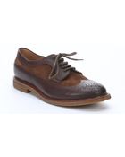 Brunello Cucinelli Brown Leather Wingtip Lace-Up Oxfords - Lyst