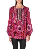 Emilio Pucci Embroidered Silk Blouse - Lyst