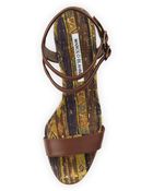 Manolo Blahnik Amim Cork Wedge Sandal - Lyst