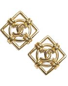 Chanel Pre-Owned Cc Square Vintage Clip On Earrings - Lyst