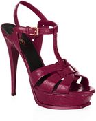 Saint Laurent Tribute Croc Sandal - Lyst