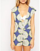 Asos Geo Print Romper Playsuit - Lyst
