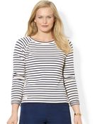 Lauren by Ralph Lauren Plus Striped Balletneck Top - Lyst