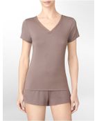 Calvin Klein Short Sleeve V-Neck Pajama Top - Lyst