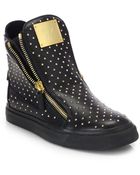 Giuseppe Zanotti Studded Leather Hightop Sneakers - Lyst