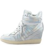 Ash Beck Iridescent Leather Wedge Sneaker - Lyst