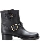 Valentino Lock Leather Biker Boots - Lyst