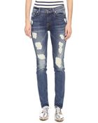 7 For All Mankind The Super Destroy Skinny Jeans - Destroyed Deep Indigo 2 - Lyst