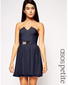 Asos Exclusive Bandeau Skater Dress In Chiffon With Gold Bar - Lyst