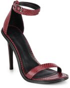 Tibi Amber Snakeskinembossed Leather Sandals - Lyst