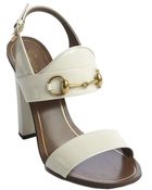Gucci White Patent Leather Horsebit Block Heel Sandals - Lyst