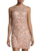 Aidan Mattox Beaded Sequin Lace Sheath Dress - Lyst