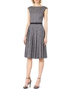 Michael Kors Solid-Trim Pleated Lace Dress - Lyst