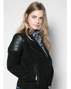 Violeta By Mango Leather Biker Jacket - Lyst