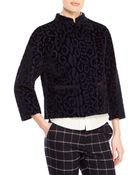 Band Of Outsiders Navy Printed Faux Fur Jacket - Lyst